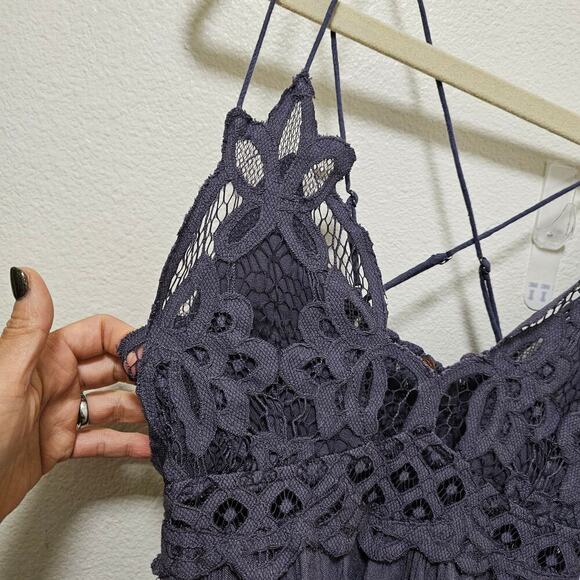 Free People S FP purple lace Adella Frilled Chemise Sexy. Flowy Flared. Delicate - Picture 6 of 14